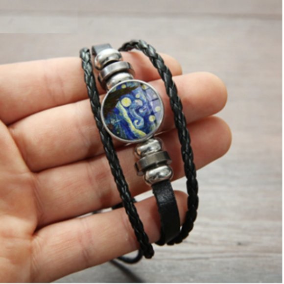 🍏50% OFF/3+...Van Gogh Bracelet With Set of 4 Interchangeable Paintings - Picture 2 of 6